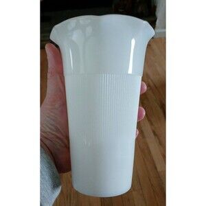 Vintage Hazel Atlas White Milk Glass Vase 7" Ribbed w/ Fluted Rim Scalloped Trim